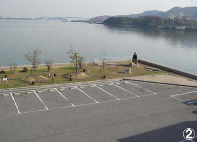 児島湾締切堤防　朝日の広場駐車場の写真